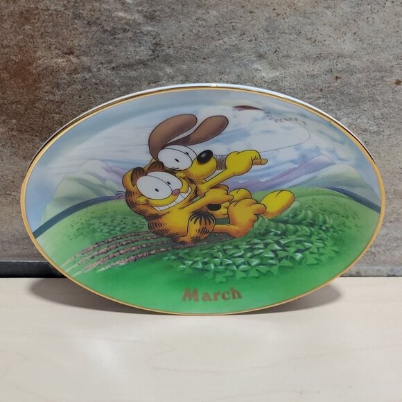 Garfield Calendar March Plate Jim Davis Plate No A 1444 Danbury Mint - Picture 5 of 14